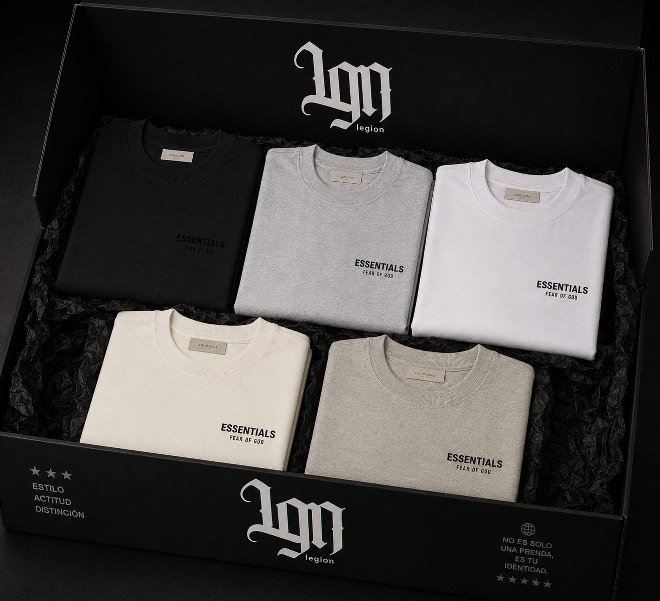 LOTE 5 PLAYERAS ESSENTIALS